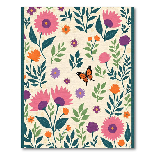 Vibrant Floral Butterfly Garden Delight Rug