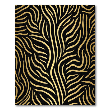 Bold Black Golden Zebra Stripes Rug