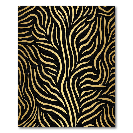 Bold Black Golden Zebra Stripes Rug
