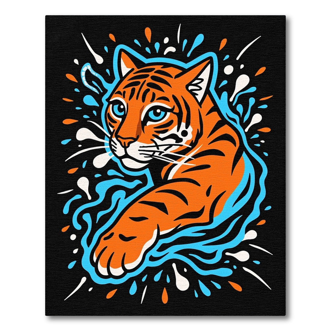 Vivid Orange Tiger Splash Art Rug