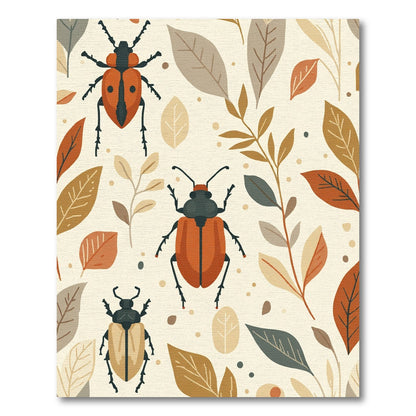 Warm Earthy Insects Botanical Illustration Rug