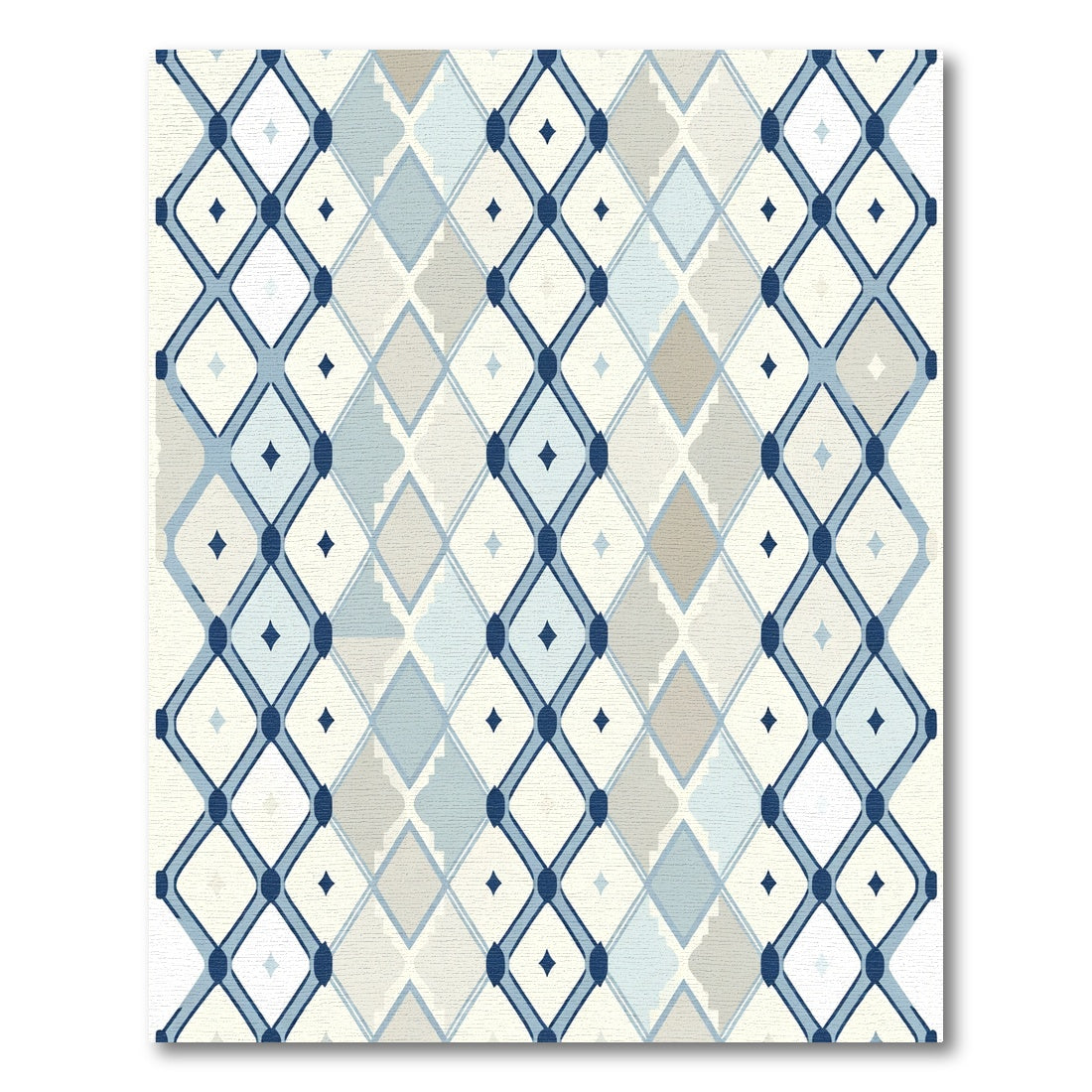 Blue Beige Diamond Lattice Rug