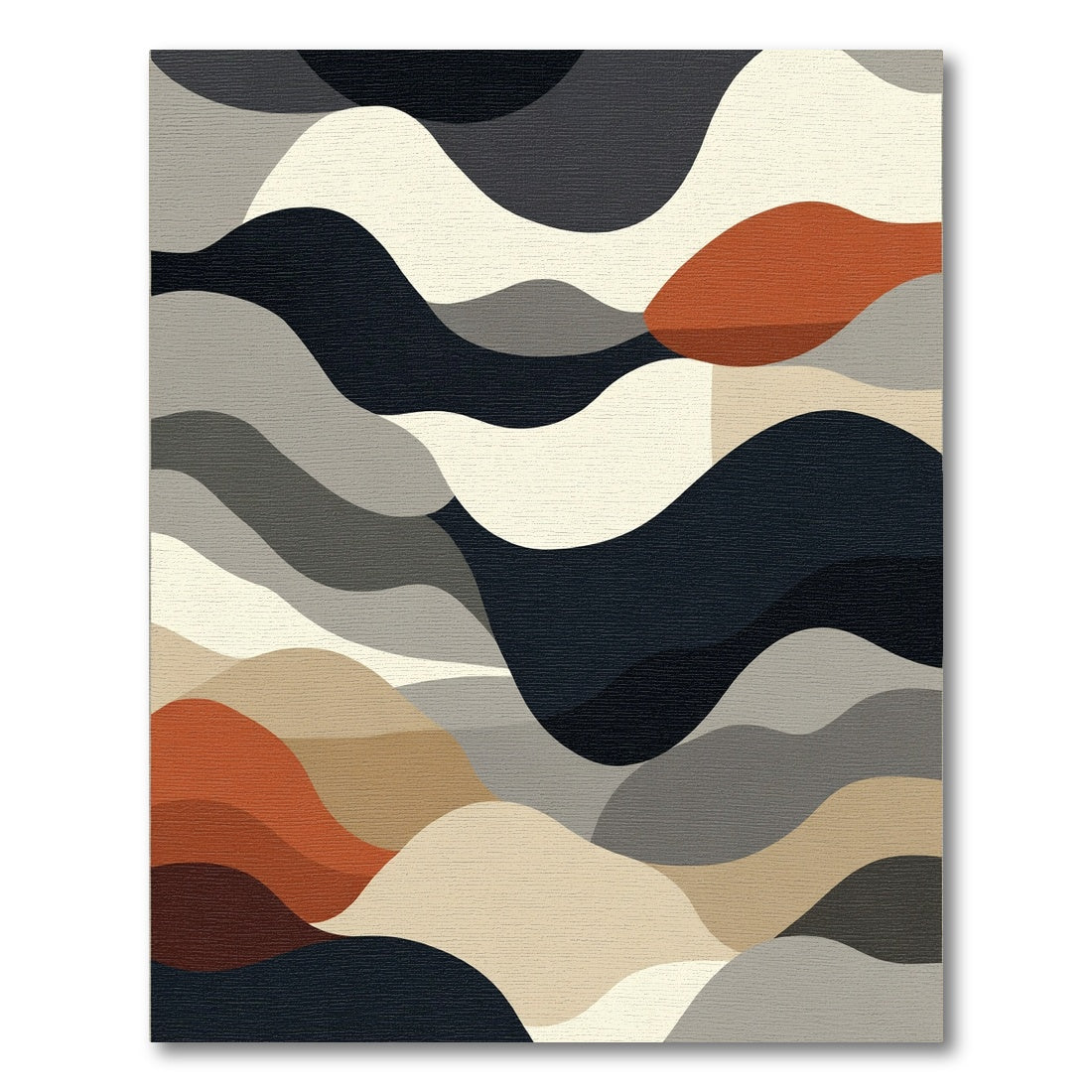 Modern Abstract Terracotta Wave Rug