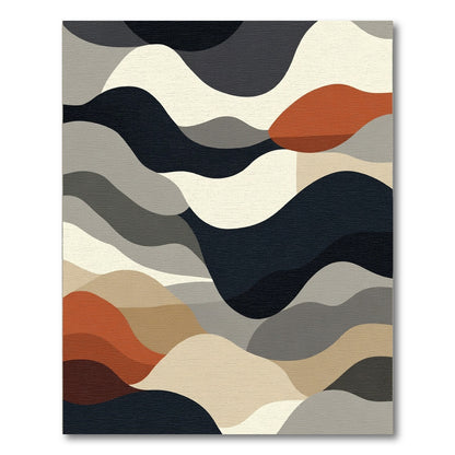 Modern Abstract Terracotta Wave Rug
