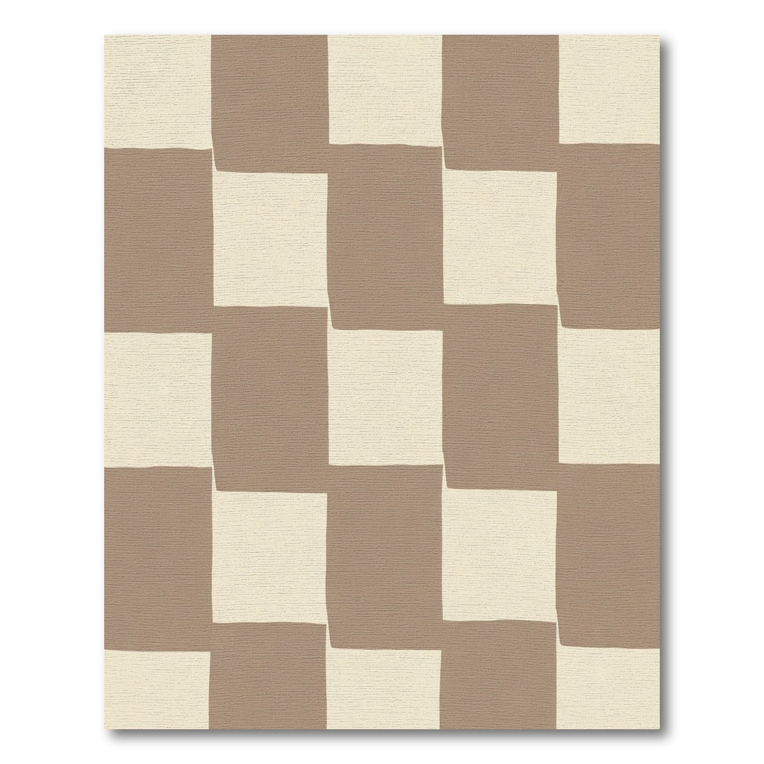Chic Beige Checkerboard Squares Rug