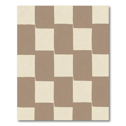 Chic Beige Checkerboard Squares Rug
