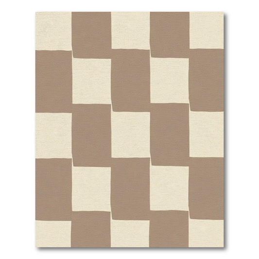 Chic Beige Checkerboard Squares Rug
