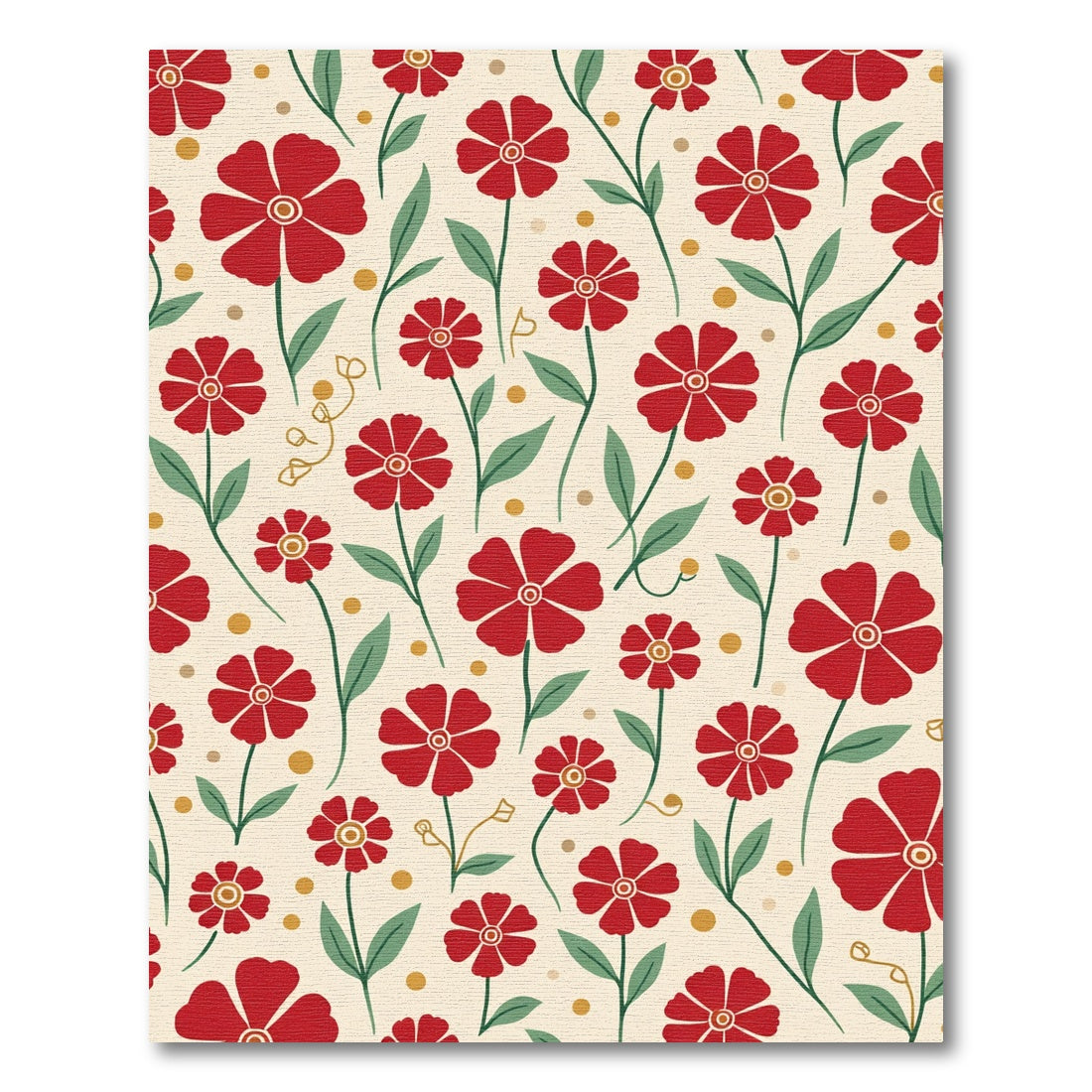 Red Blooming Floral Garland Rug