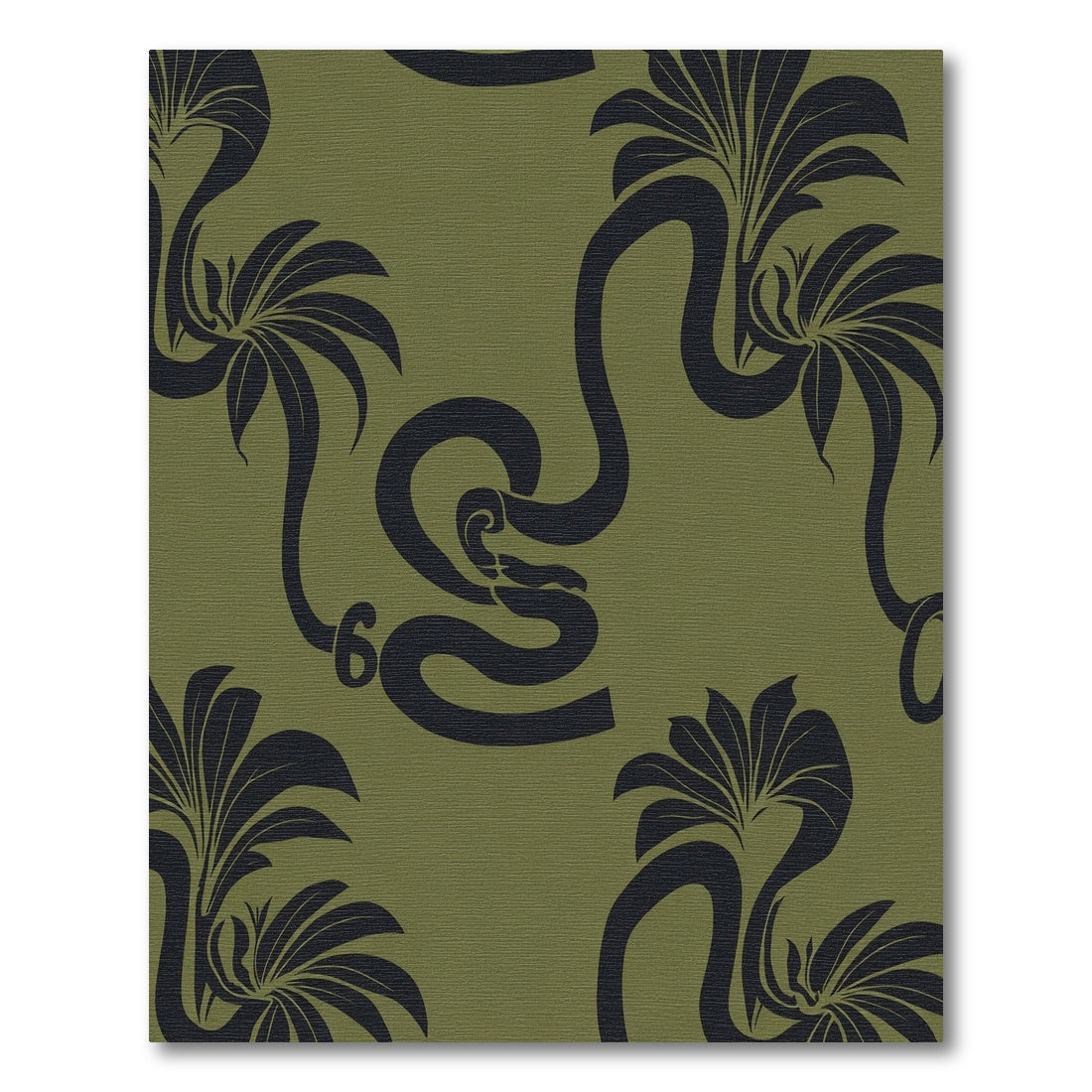 Dark Green Tropical Floral Cobra Rug