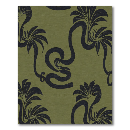 Dark Green Tropical Floral Cobra Rug