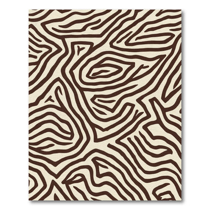 Brown Cream Organic Wave Rug