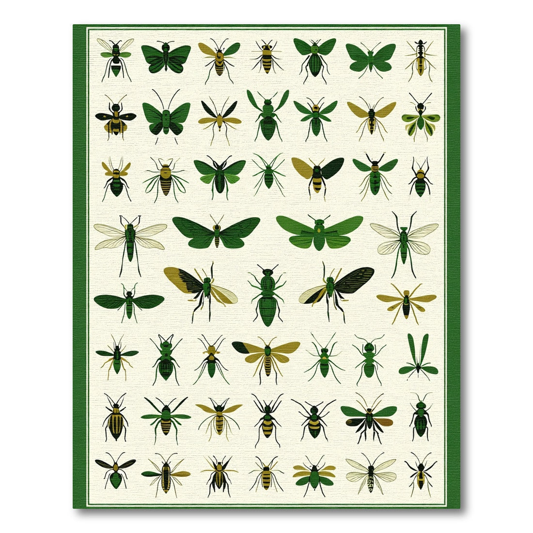 Green Insect Collection Collage Rug