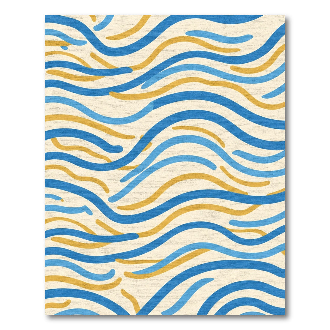Coastal Blue and Gold Wave Pattern Rug