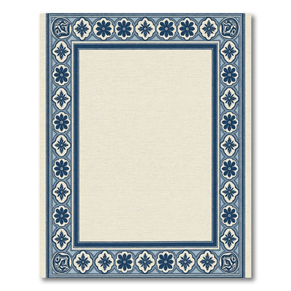 Blue Vintage Floral Medallion Tile Rug