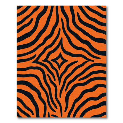 Vibrant Orange Black Animal Print Rug