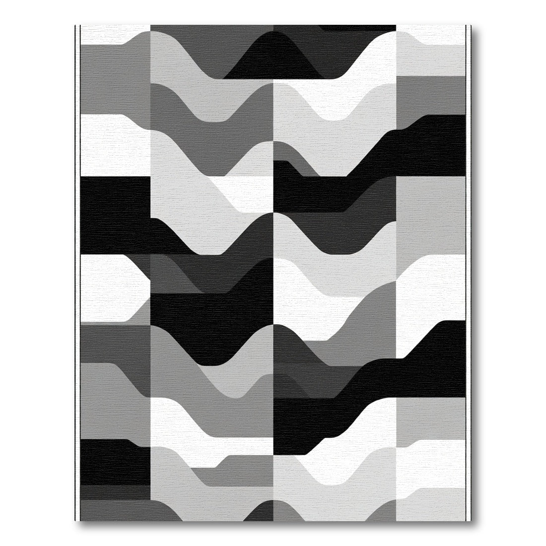 Monochromatic Wavy Geometric Form Rug