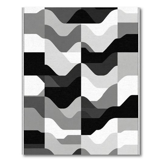 Monochromatic Wavy Geometric Form Rug