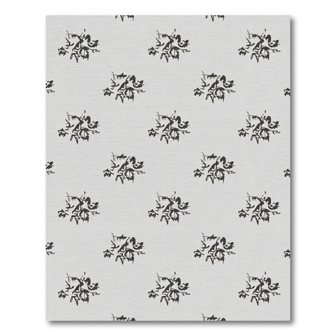 Hand Drawn Black Floral Bouquet Rug