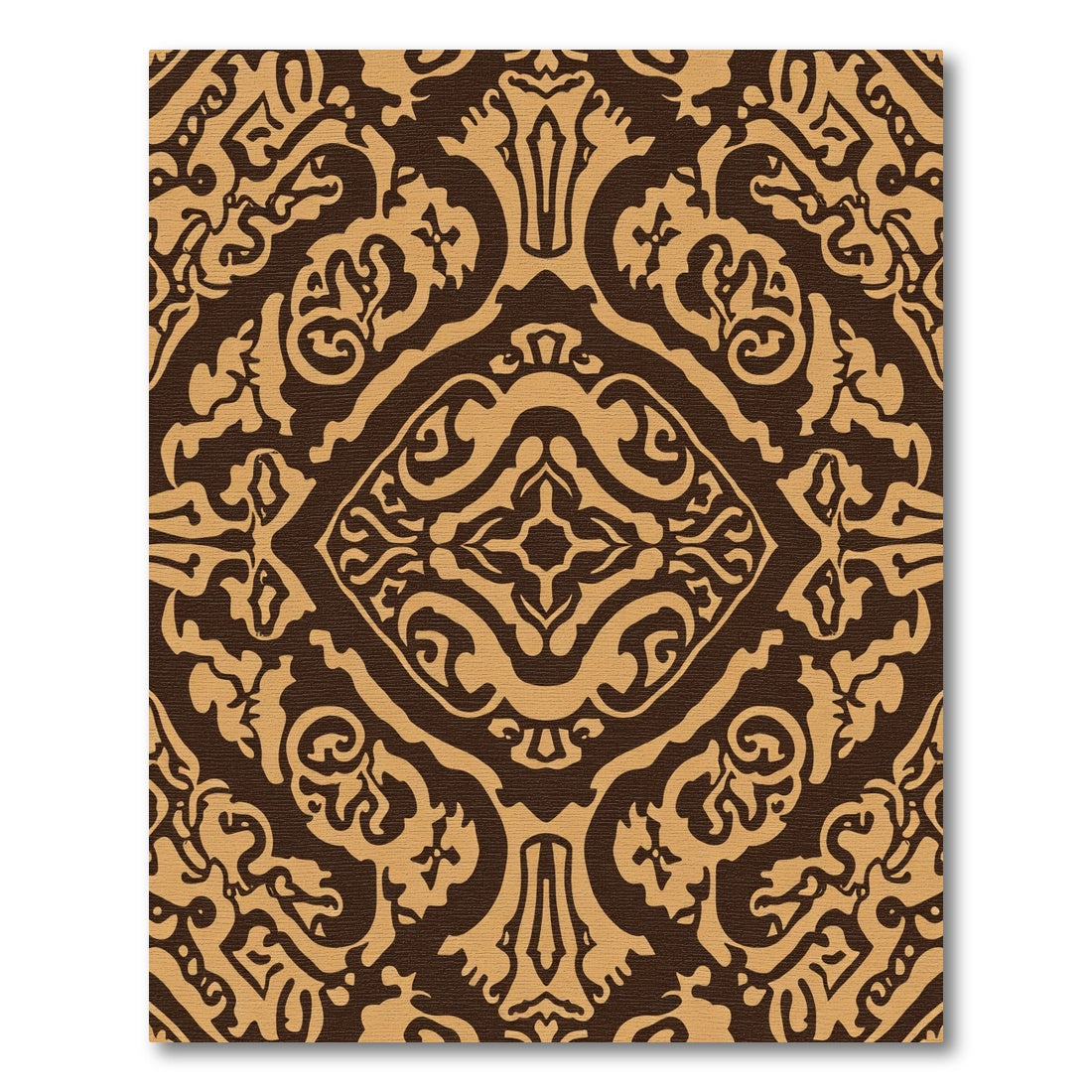 Classic Brown Ornate Damask Rug
