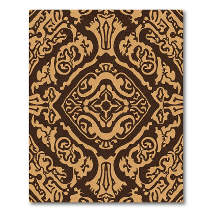 Classic Brown Ornate Damask Rug