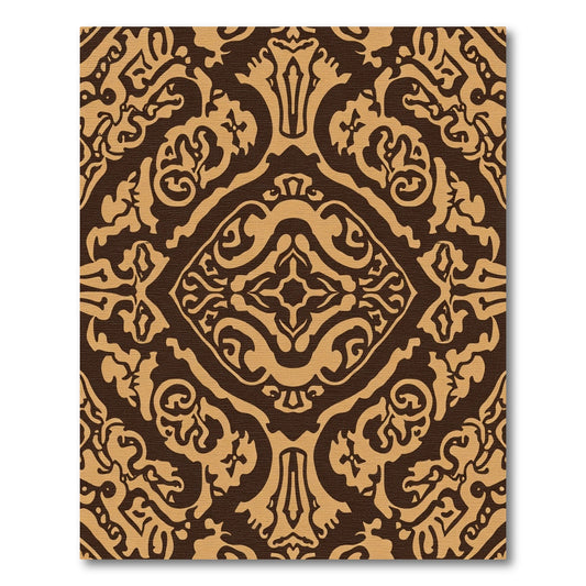 Classic Brown Ornate Damask Rug