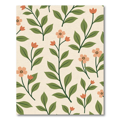 Cream And Coral Botanical Vines Rug