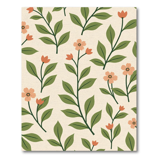 Cream And Coral Botanical Vines Rug