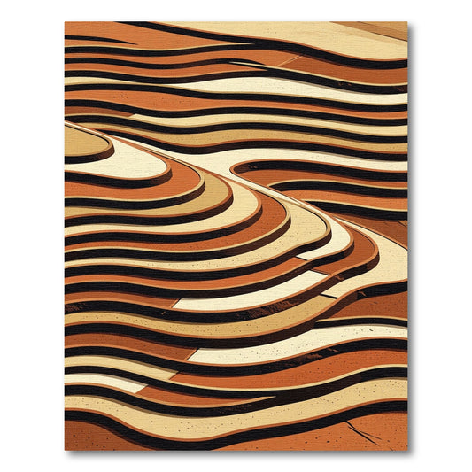 Earthy Terracotta Abstract Striped Flow Rug