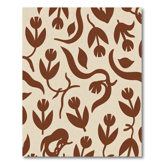 Brown Floral Abstract Organic Elements Rug