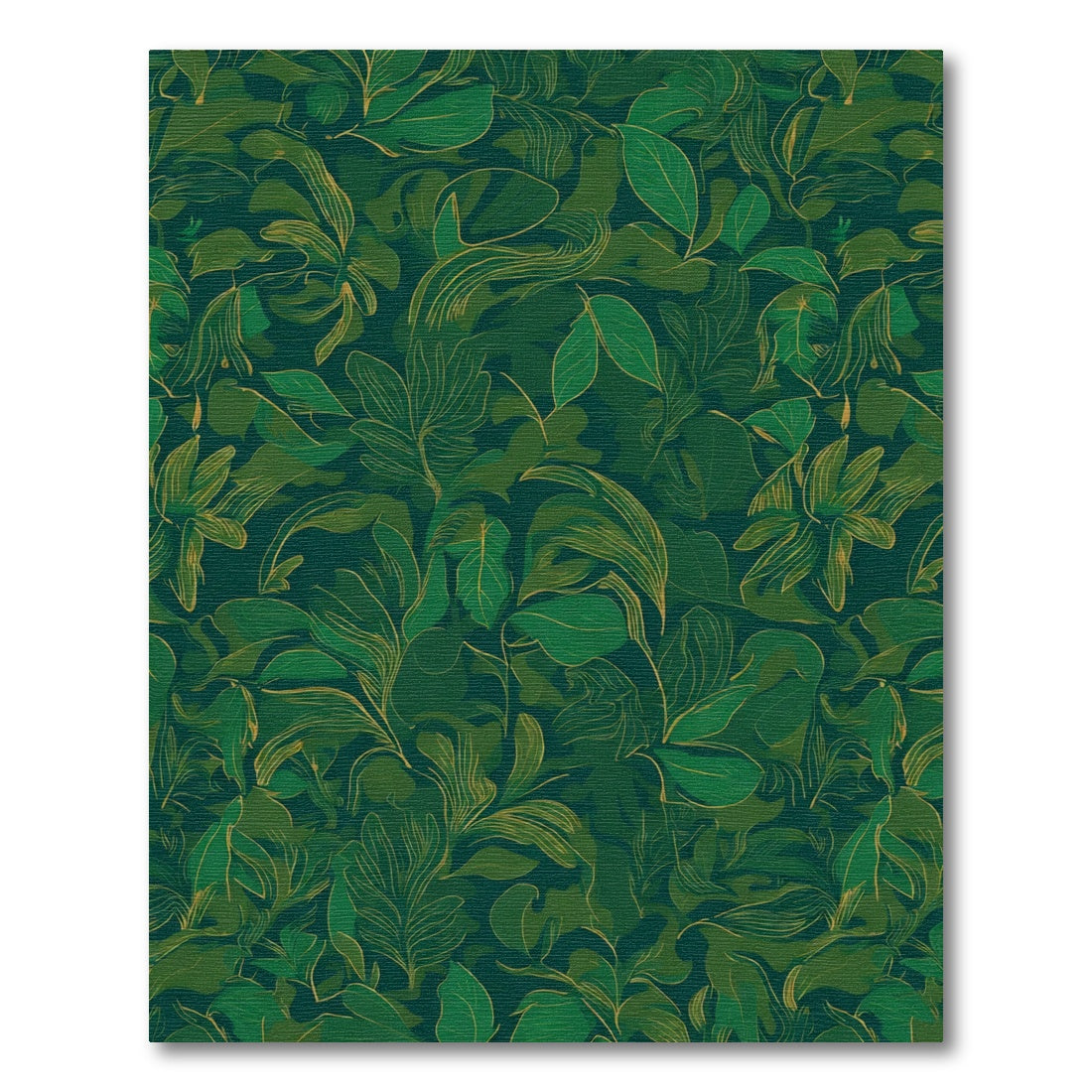 Dark Emerald Lush Tropical Foliage Rug