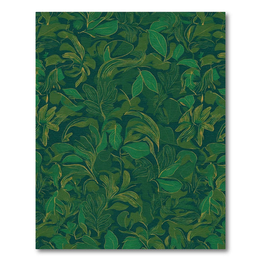 Dark Emerald Lush Tropical Foliage Rug