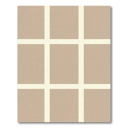 Neutral Tan Grid Squares Rug