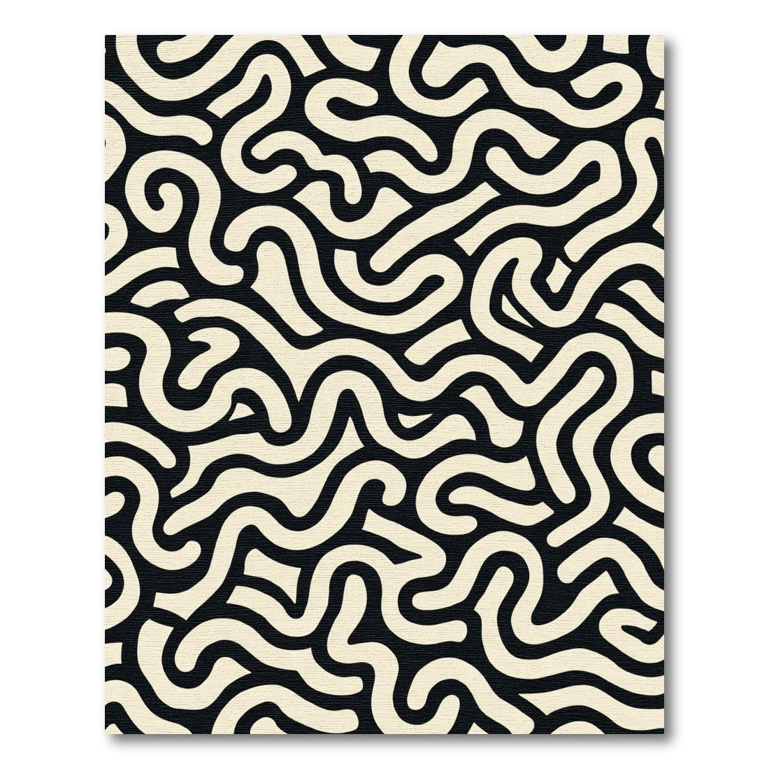 Abstract Cream Swirl Maze Rug