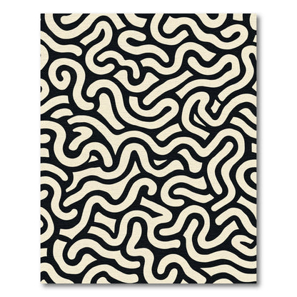 Abstract Cream Swirl Maze Rug