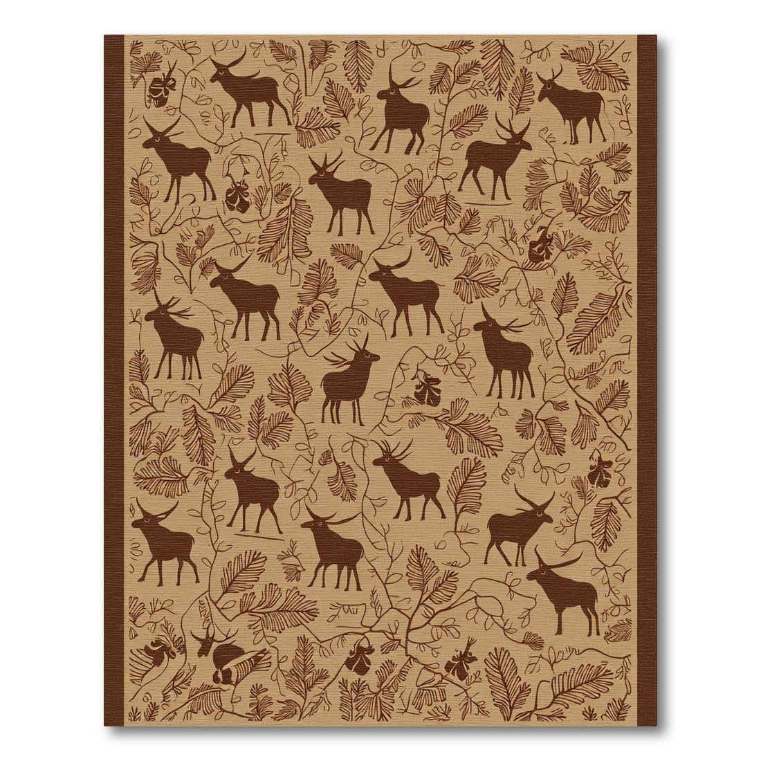 Rustic Deer Woodland Foliage Rug