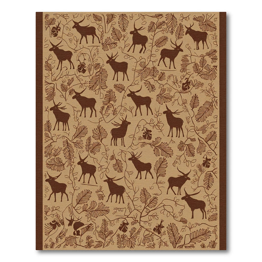 Rustic Deer Woodland Foliage Rug