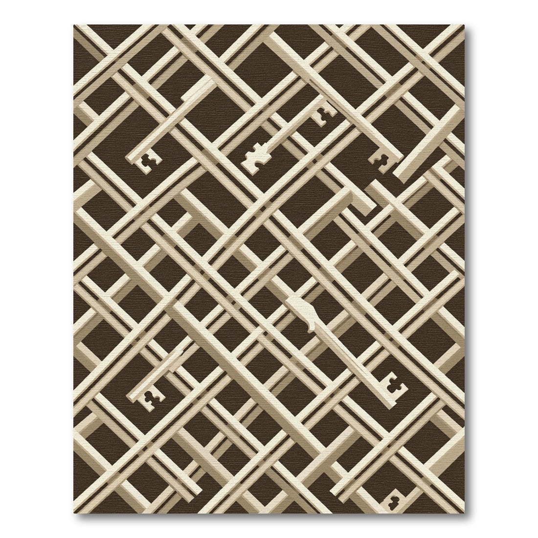 Geometric Cream Key Grid Chocolate Rug