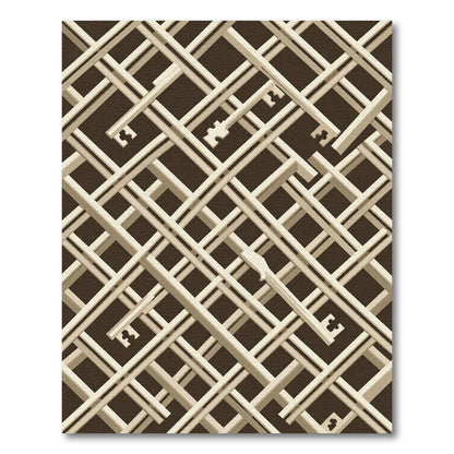 Geometric Cream Key Grid Chocolate Rug