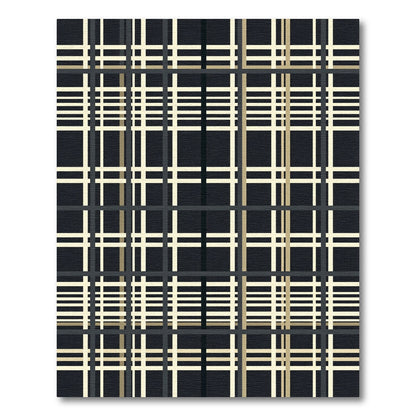 Dark Plaid Cream And Tan Grid Rug