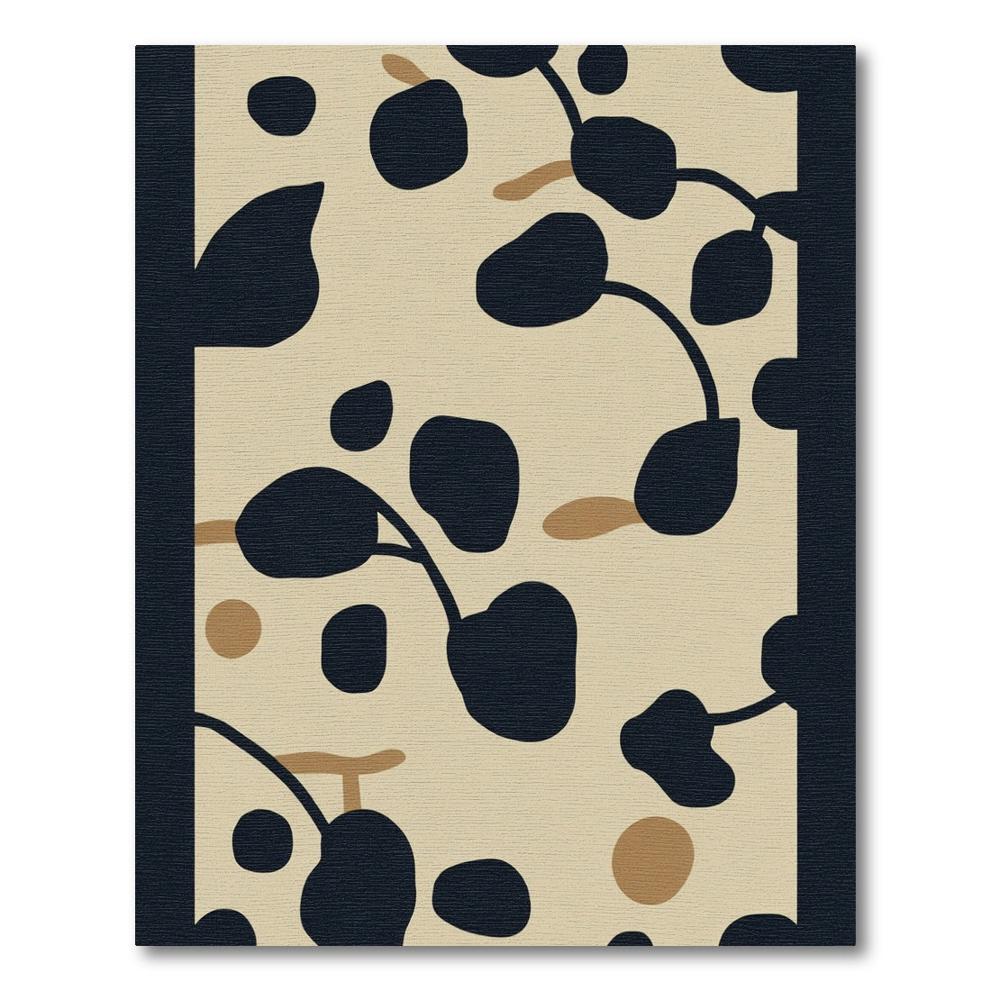 Abstract Black Tan Organic Shapes Rug