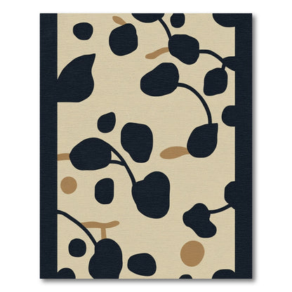 Abstract Black Tan Organic Shapes Rug