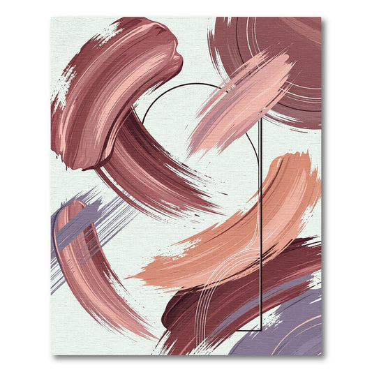 Modern Abstract Mauve Brushstroke Arc Rug