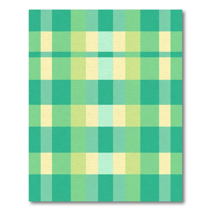 Green Pastel Plaid Squares Rug