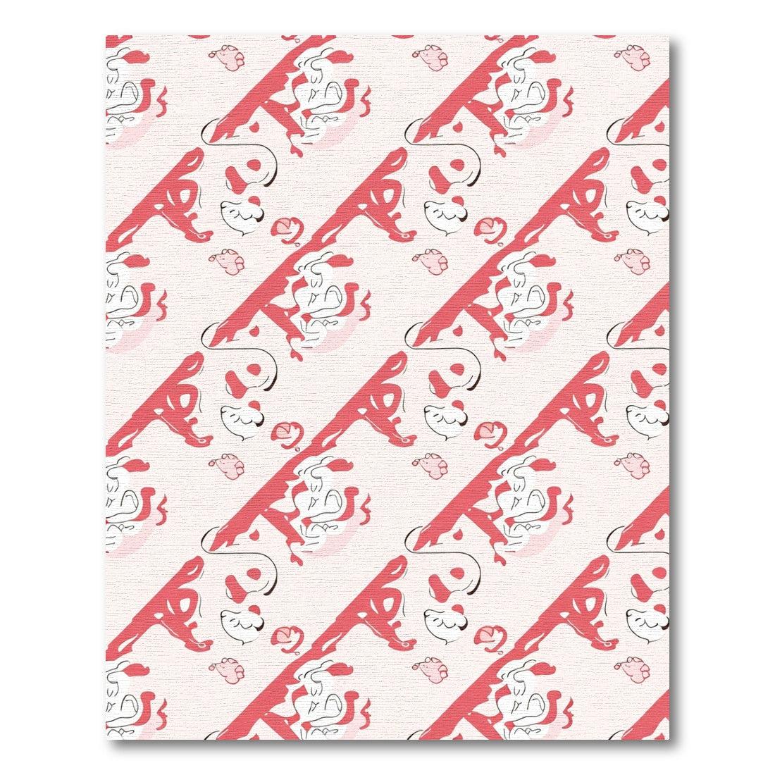 Coral Pink Abstract Sketchy Faces Rug