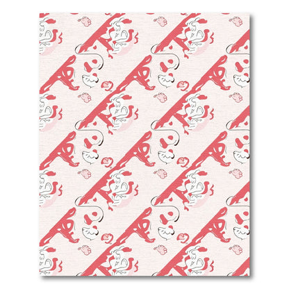 Coral Pink Abstract Sketchy Faces Rug