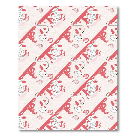 Coral Pink Abstract Sketchy Faces Rug