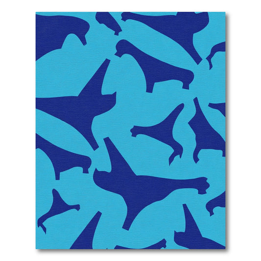 Deep Blue Abstract Animal Shapes Rug