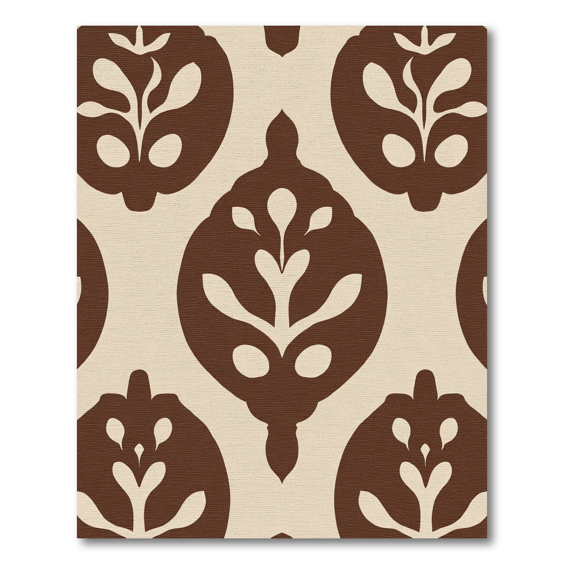 Cream and Brown Abstract Floral Medallion Rug
