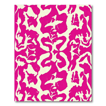 Vibrant Pink Abstract Floral Composition Rug