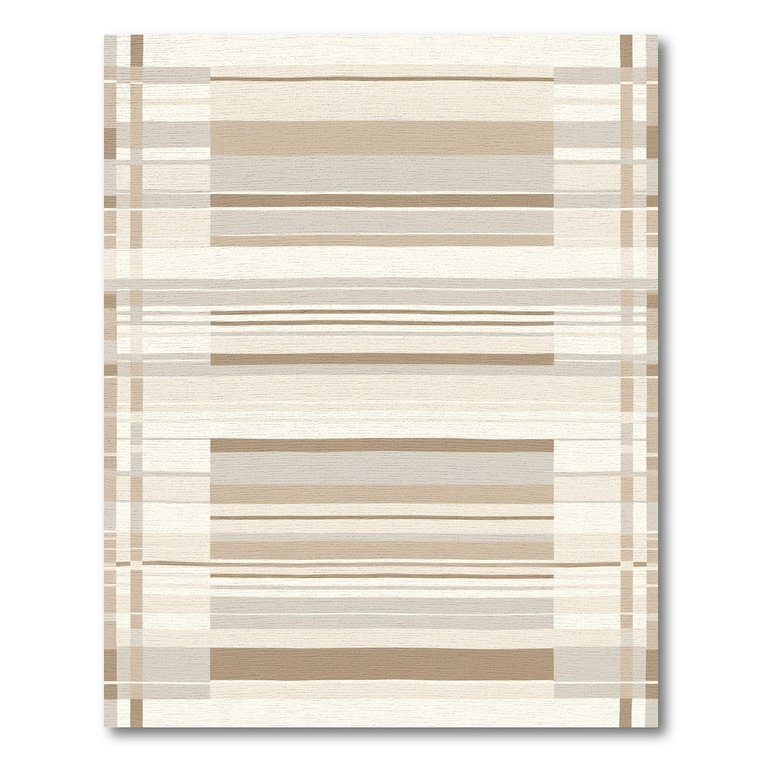 Neutral Cream Tan Horizontal Stripe Rug